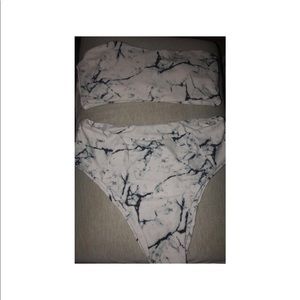 Two Piece White Marble Bikini